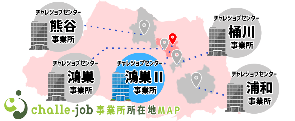 チャレジョブセンター鴻巣Ⅱ所在地マップ